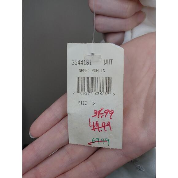 NWT A.B.S by Allen Schwartz Poplin White Y2k Midi Tank Dress Embroidered Flowers - Picture 8 of 9